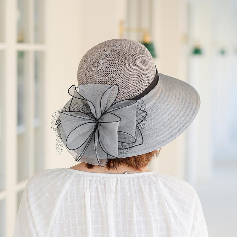 Women's Sun Hat, New Flower Organza Mesh Fisherman Hat, Foldable Vacation Versatile Elegant Sun Hat