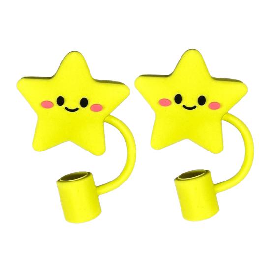 

2Pcs Silicone Straw Lid Dust-Proof Drink Cover Soft Straw Toppers for 10mm Straws Reusable Straw Cap for Outdoor Travel Office Use A