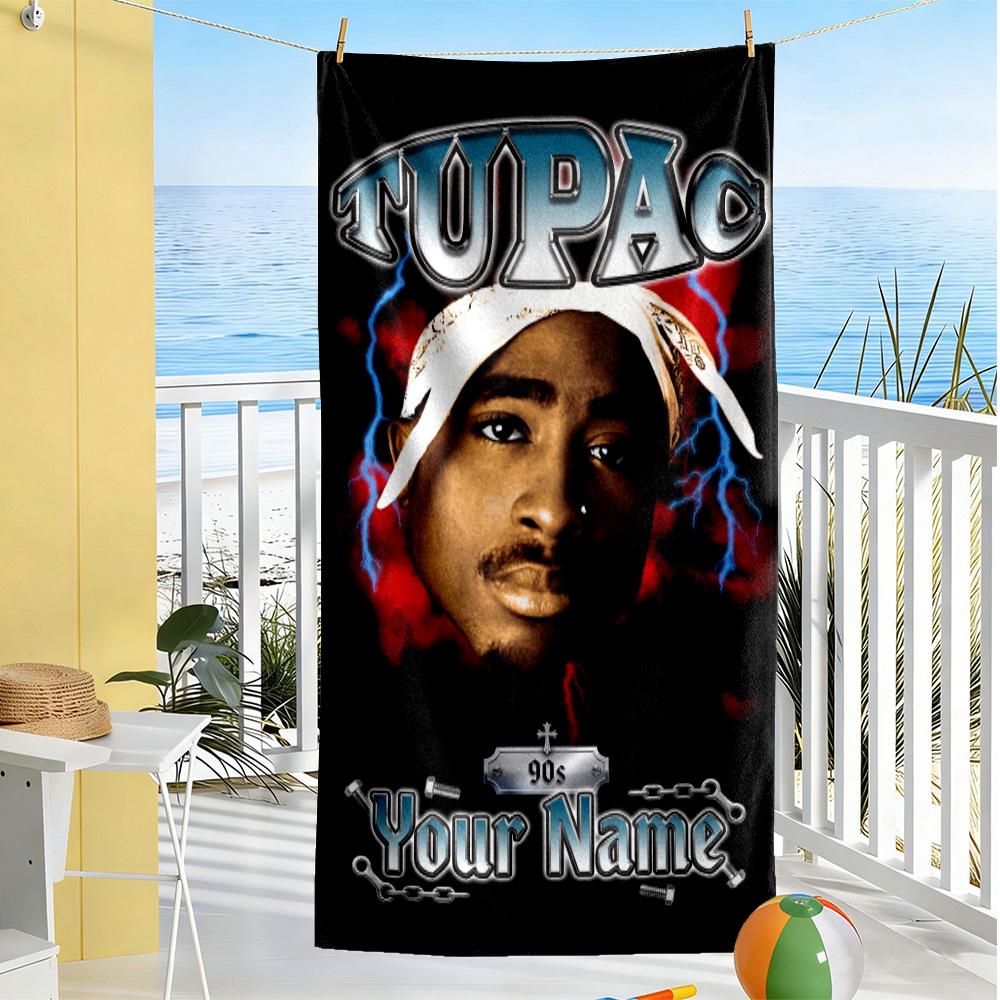 2pac Personalized Name Beach Towel Quick-Dry Soft Microfiber Perfect for Traveling Yoga Camping and Swimming