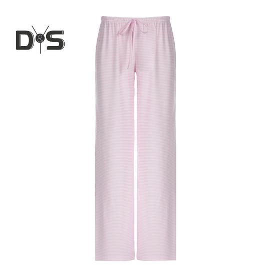 Women Casual Pants Straight Wide Leg Striped Print Long Trousers Adjustable Waist Strap Loose Fit Lounge Pants