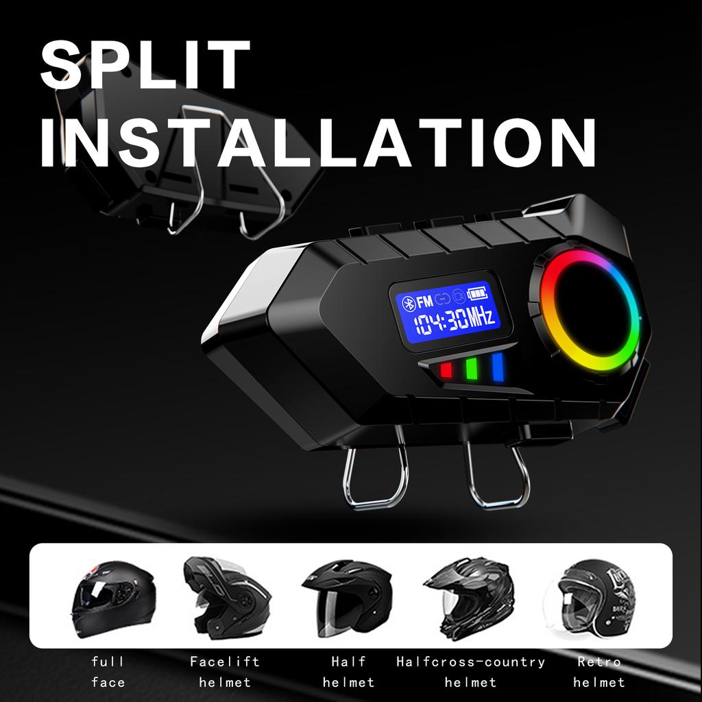 Kebidumei Motorcycle Helmet Headset FM Radio Wireless MP3 Player RGB Light Earphone With Soft Hard Mic for Universal Helmet