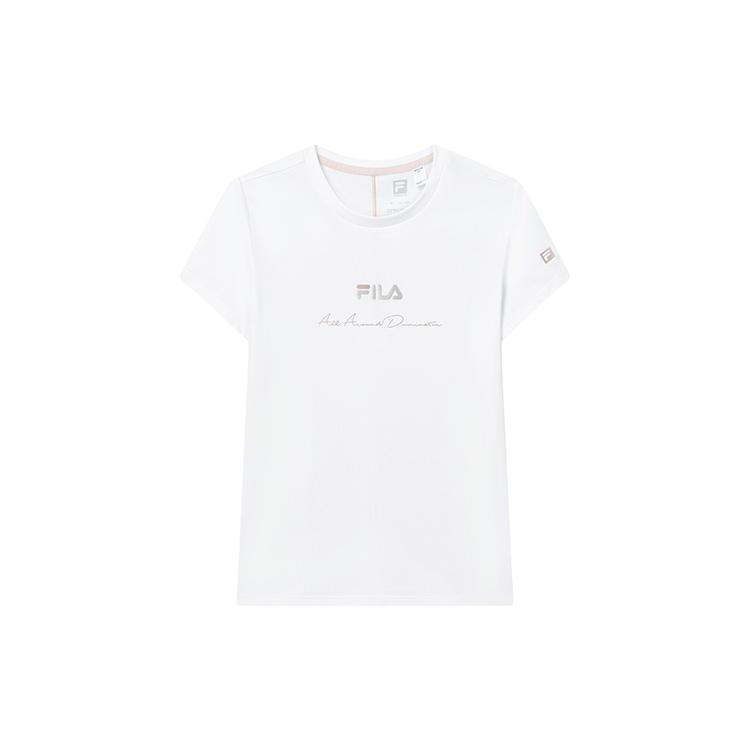 New FILA Athletics Set In Sleeve T Shirt Women's Brown White A11W211117FWT