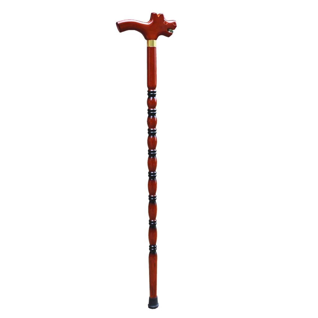 Elderly Dragon Head Solid Wood Walking Cane - Non-Slip, Lightweight, One-Piece Bamboo Hiking Stick