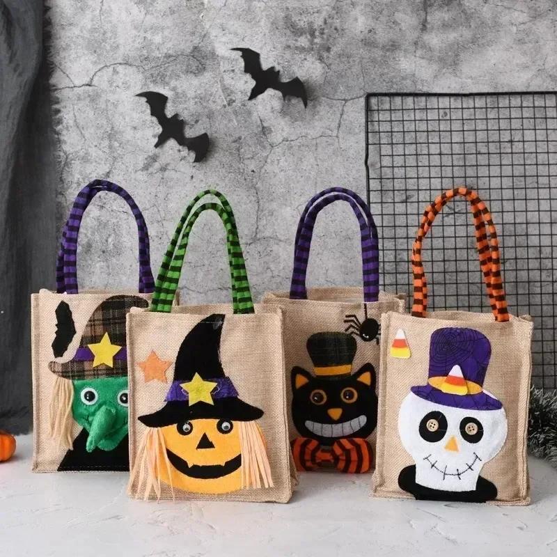 1-10PCS Halloween Gift Bag with Handles Treat Bags for Kids Party Favors Candy Supplies Decoration Cute Pouch for Children