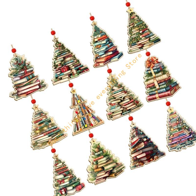 Wooden Christmas Tree Decorations Natural Handcrafted Holiday Ornament 55KF