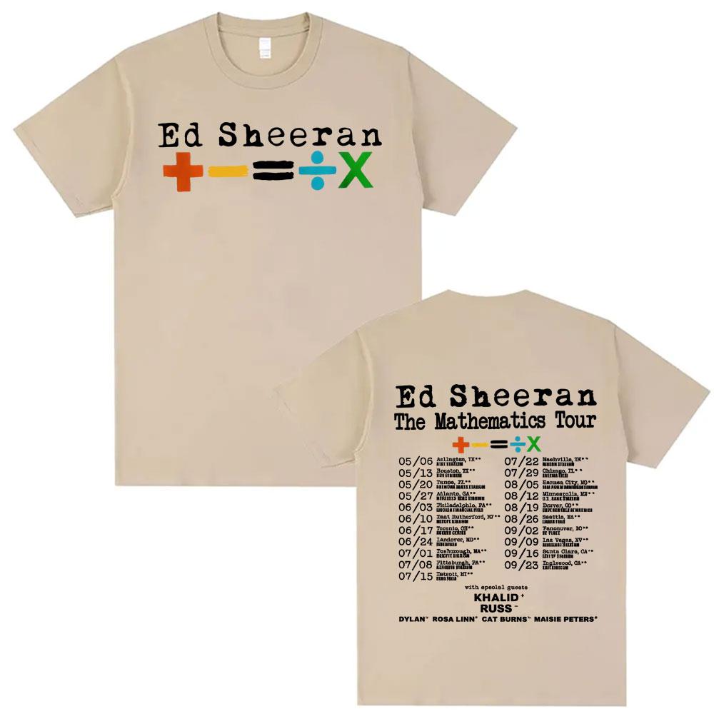 Summer Ed Sheeran Mathematics Tour Graphic Men Women Harajuku Retro 90s Hip Hop 100% Pure Cotton Printed T-shirt