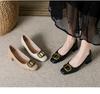 Scarpe in Pelle con Tacco Chunky e Punta Quadrata - Versatile Tacco Medio per Lavoro e Moda