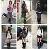 Pointed black retro riveted trousers long boots female spice girl belt buckle thick heel knight boots wasteland wind pile boots