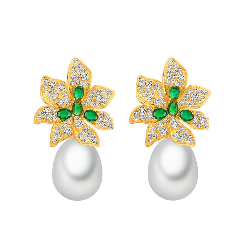 

Французская Легкая Роскошь Милые Серьги-цветы с цирконом и жемчугом Высококлассный Темперамент Стиль Знаменитости Ювелирные Изделия для Ушей