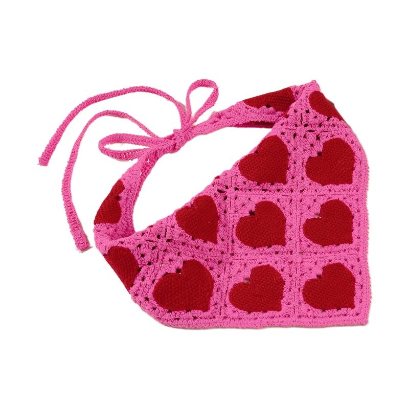 

Adult Kids Heart Pattern Hairband Crochet Pastoral Bandanas Headband Elastic Hair Bands Turban Autumn Hair Accessories 1