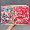 500pcs/set Children Solid Color Grid Wave Elastic Hair Bands Baby Girls Scrunchie Rubber Bands Kid Sweet Cute Hair Accessories