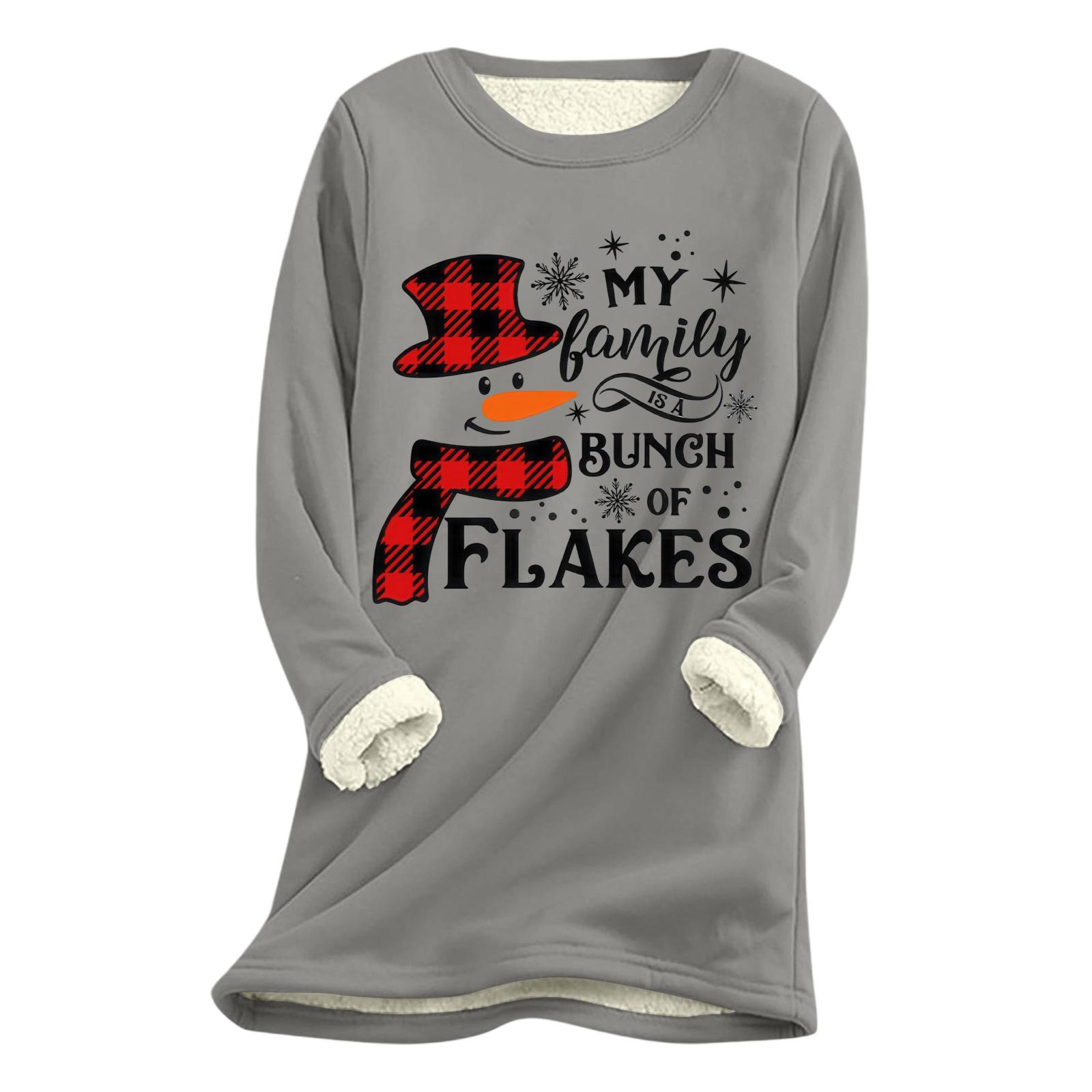 

Женский рождественский принт, толстый плюшевый, из овечьей шерсти, теплый длинный топ S