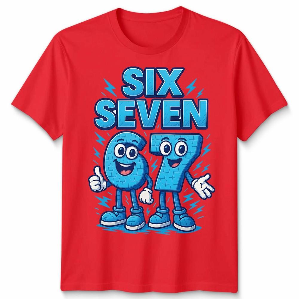 Six Seven Number 67 Cartoon Funny Retro Gamer Style Unisex Tshirt Gift