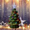 Small Christmas Tree with Ornament for Tabletop Display Ceramic Night Light Stylish Festival Home Decoration Supplies