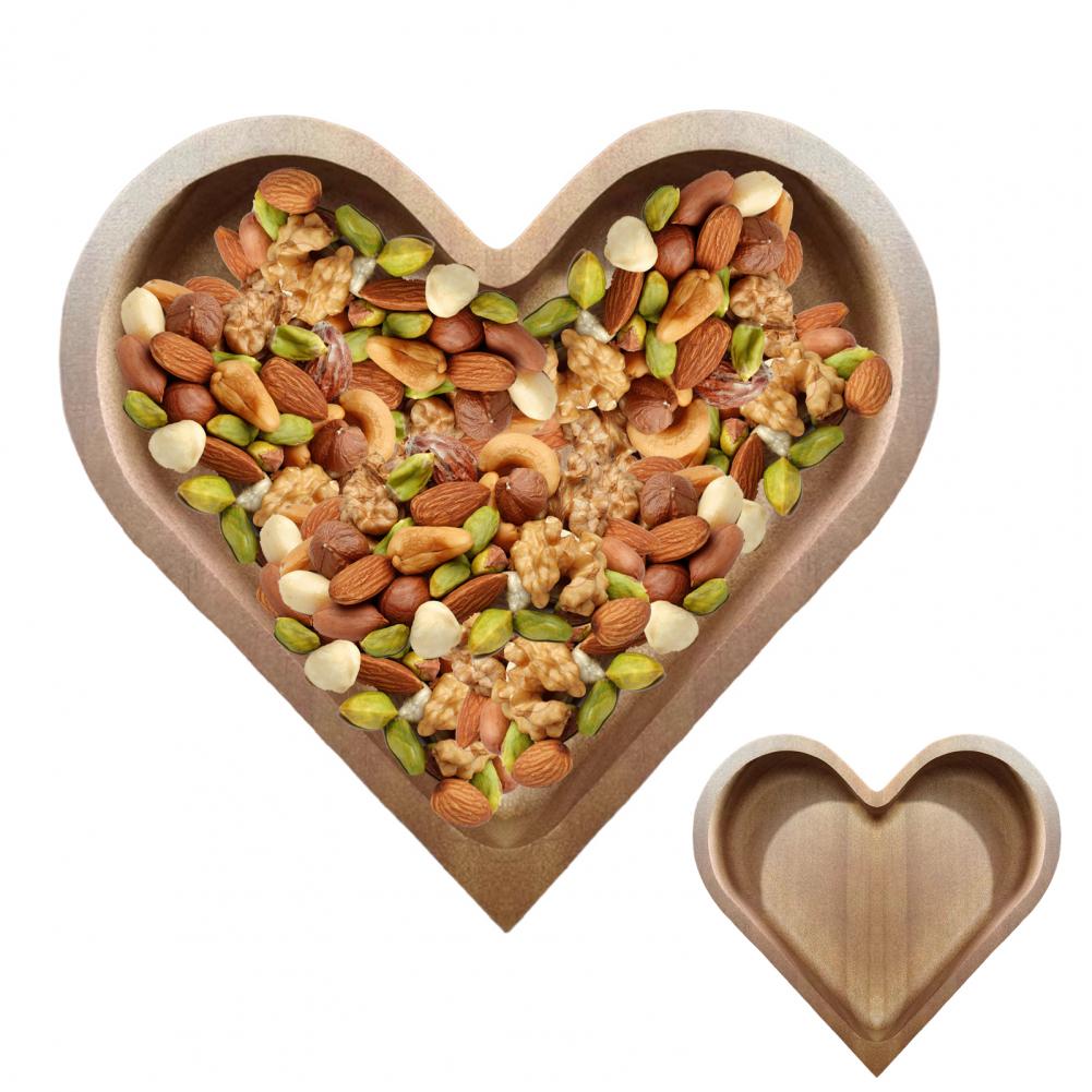 Heart Patterned Wood Serving Tray Heart-shaped Wooden Serving Tray Heart-shaped Walnut Nut Tray Set for Dining Table for Snacks