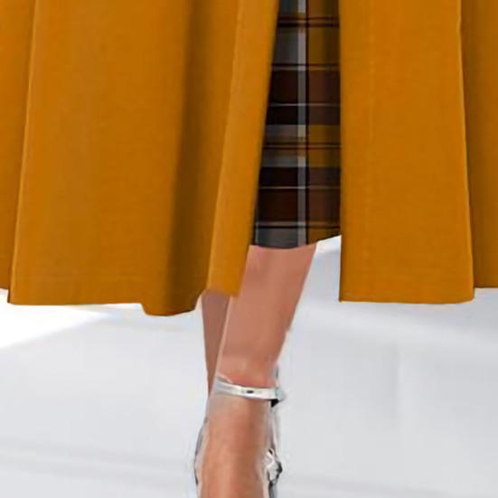 Enaguas de Señora Talla Grande Vestido de Verano Patchwork Estampado a Cuadros Poliéster Señoras Hermoso Vestido de Mujer para Viaje