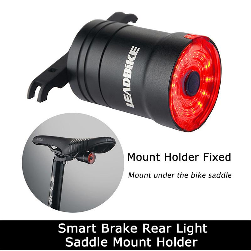 Waterproof LED Bike Tail Light with Smart Brake Sensing - 6 Modes, USB