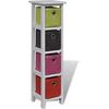 VidaXL Storage Shelf and Multicoloured Baskets Paulownia Wood