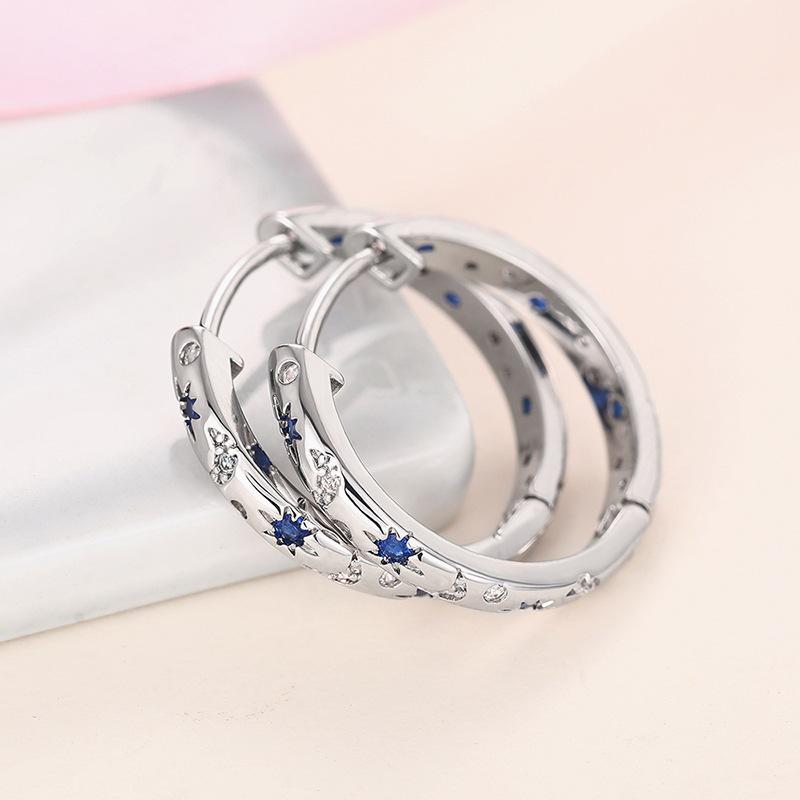 Fashion Silver Color Metal Carving Sun and Moon Hoop Earrings for Women Party Engagement Wedding Earrings Jewelry