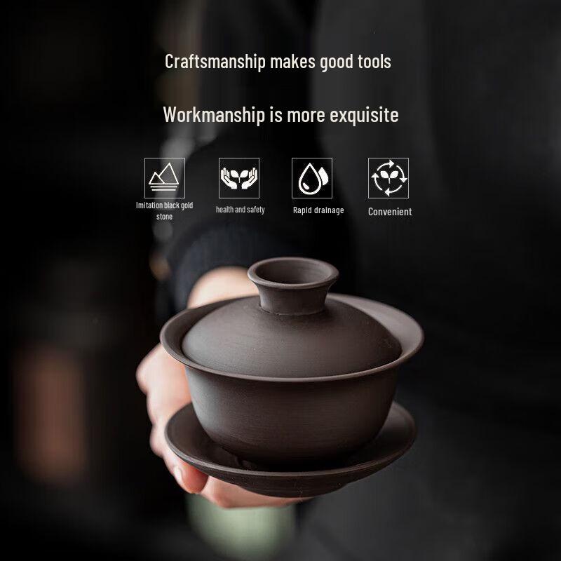 Gong He Jing Pin 9-Piece Zisha Ceramic Tea Set with Dual-Use Tray