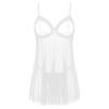 Dámská průsvitná síťovaná souprava spodního prádla - Plus size krajková babydoll s nastavitelnými ramínky a G-string noční prádlo