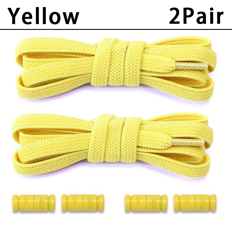 2Pair New Colorful Capsule Lock Shoelaces Without Ties Elastic Laces Sneakers No Tie Shoe Laces Kids Adult 0.6cm Flat Shoelace