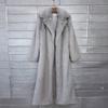 Womens Faux Fur Coat Thick Longline Blazer Collar Winter Streetwear Outerwear
