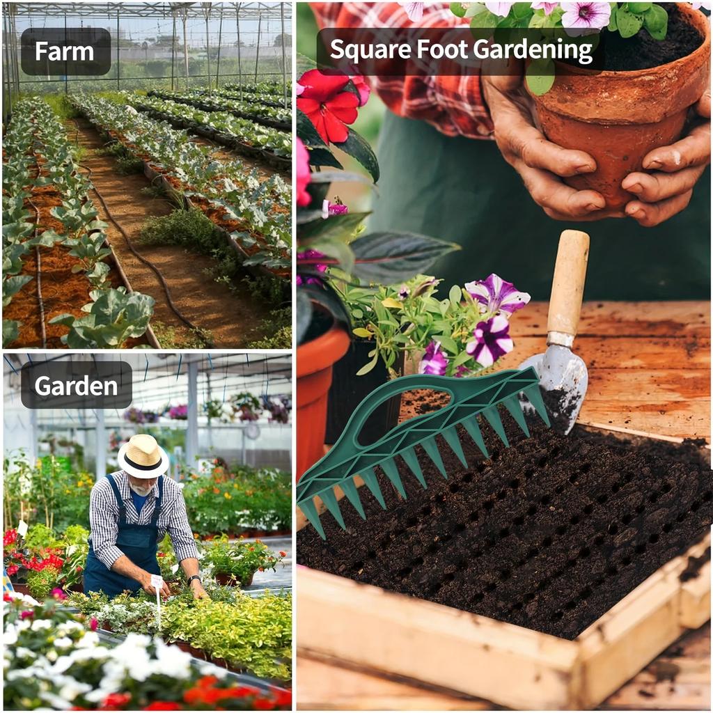 3/1x Plastic Hand Dibbler Garden Seeder Tool 12-Hole Fast Seeding Dispenser Dibber Efficient Planting In Flower Lawn Garden Tool