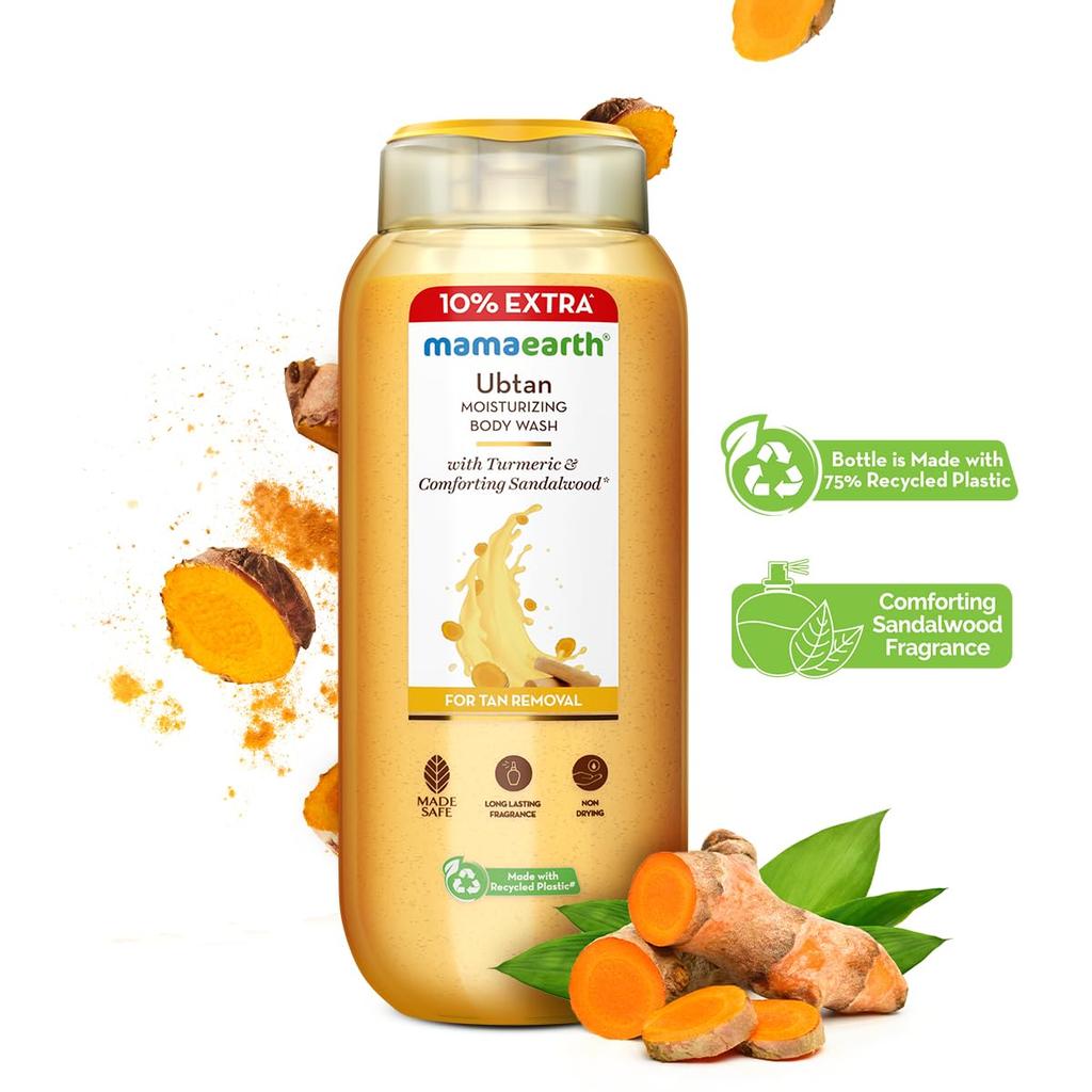 Mamaearth Ubtan Feuchtigkeitsspendendes Körperwaschmittel 275 ml Packung à 1 | Feuchtigkeitsspendende Hautpflege für strahlenden Glanz