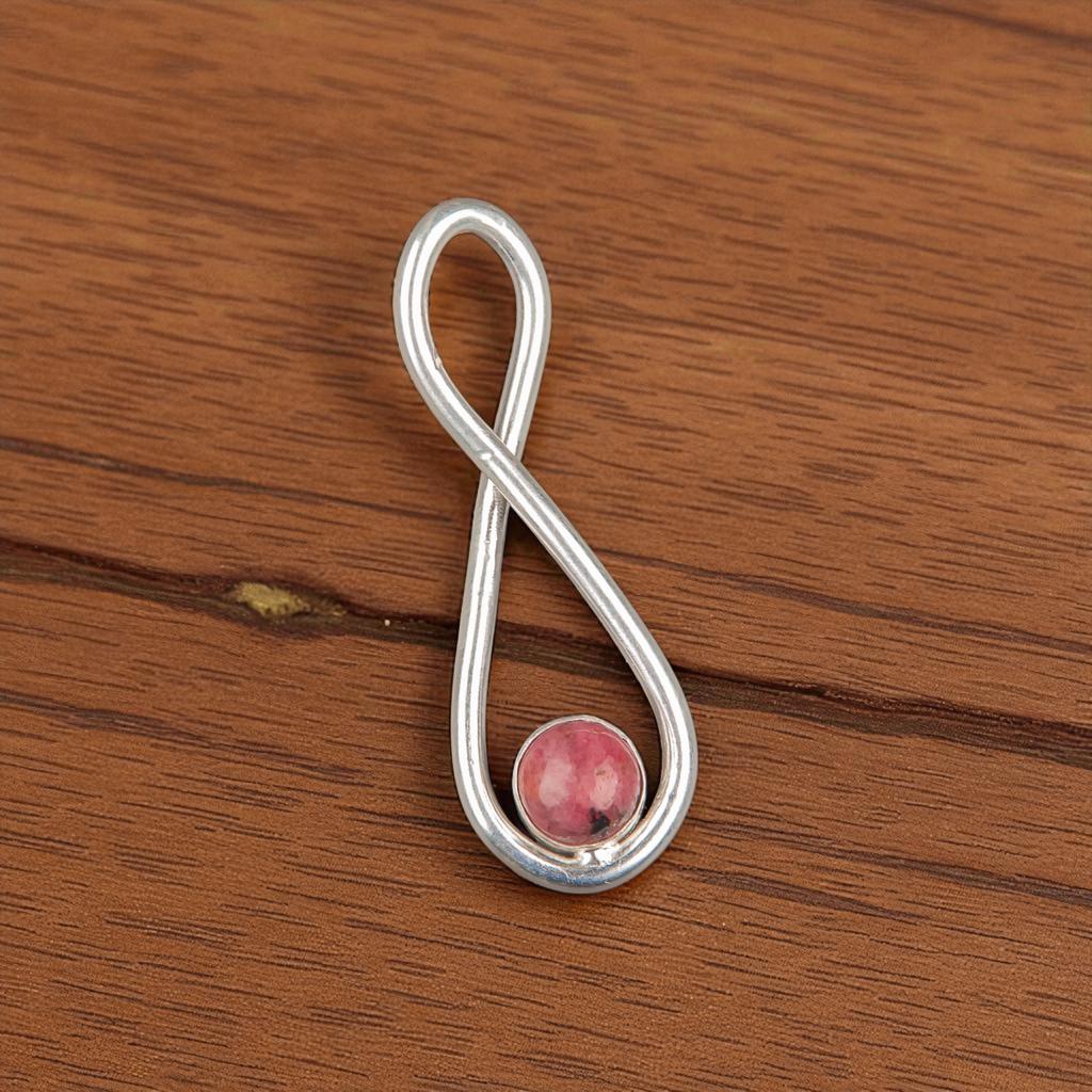 Rare Black Rhodonite Gemstone 925 Sterling Silver Jewelry Handmade Pendant 1.66" PP-20-19