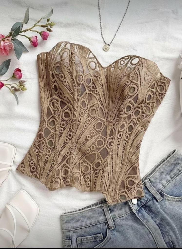 European Royal Court Style Lace Bustier - Body Shaping Mesh Top
