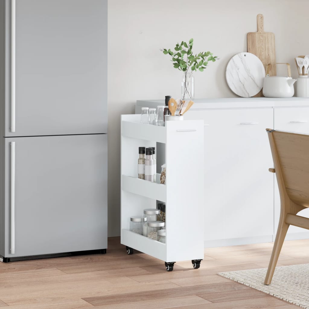 Cabinet with Casters White 60 x 22 x 79 cm Engineered Wood