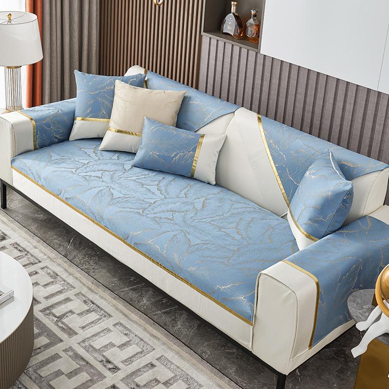 Chenille Jacquard Leaves Sofa Cover Anti-slip Combination Sofa Cushion for Living Room Cover Furniture Dust Protection Towel