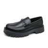 Men's Thick-Soled Patent Leather Height-Increasing Loafers with Chunky Heel