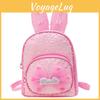 Ear Rabbit Letter Bow Sequin Childrens Backpack Zipper Design Storage Layered