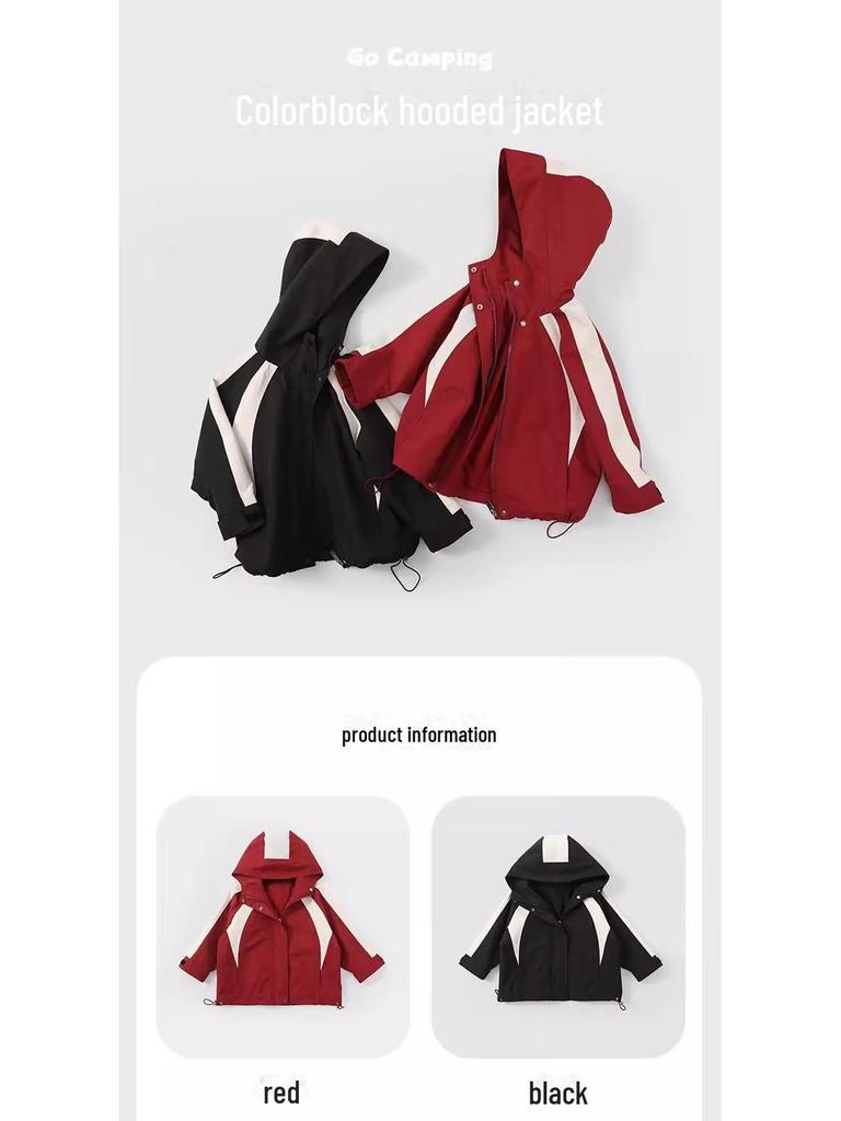 Girls' Hooded Autumn Windbreaker – Korean Style Casual Jacket for Children