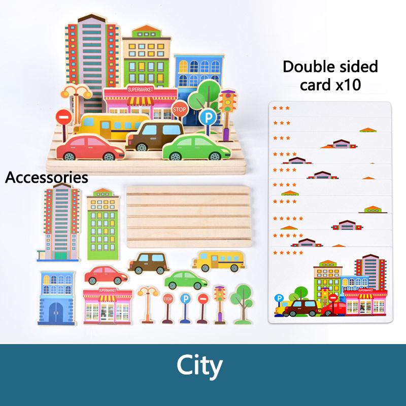 Kids Montessori Logic Thinking Game Scene Puzzles Matching Intellectual Problems Imagination Board Game Children Educational Toy