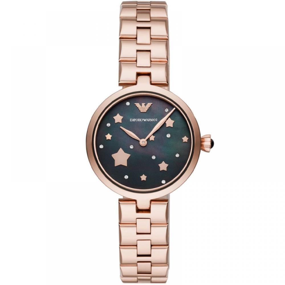 Emporio Armani Women's Rose Ar11197 Quartz Black Dial Watch