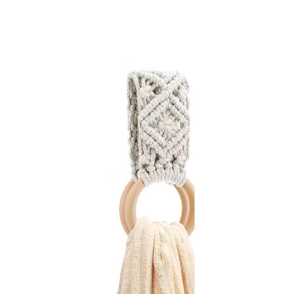 Boho Style Macrame Towel Holder Wooden Ring Towel Ring Holder New Hand Towel Hanger Kitchen