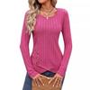 Women's Autumn and Winter Waist Cinched Round Neck Tight Long Sleeved Top