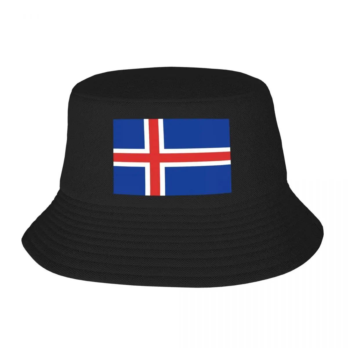 Custom Flag Of Iceland Bucket Hat for Women Unisex Print Summer Travel Beach Outdoor Fishing Cap
