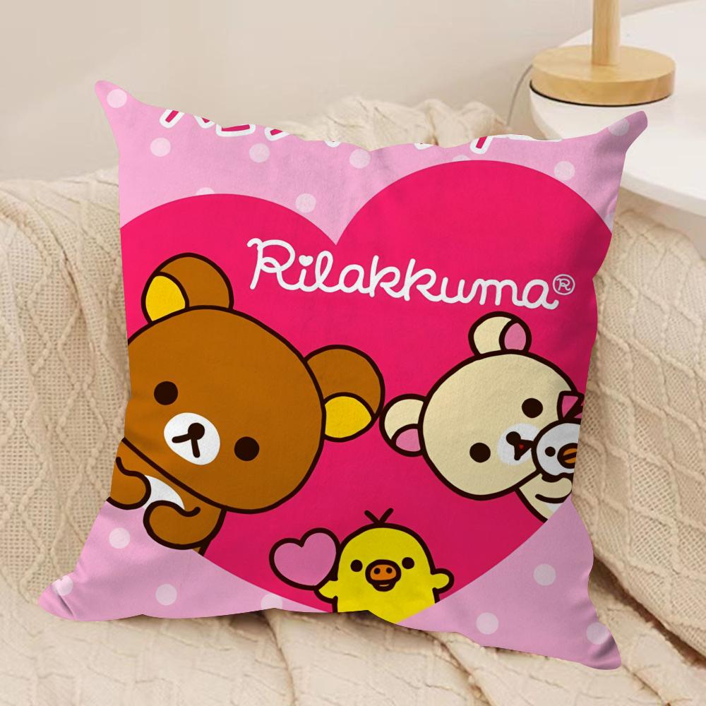 Cute RRilakkumaS Cushion Cover Soft Plush Fabric DoubleSided Printed Cushion Covers for All Seasons Home Decor