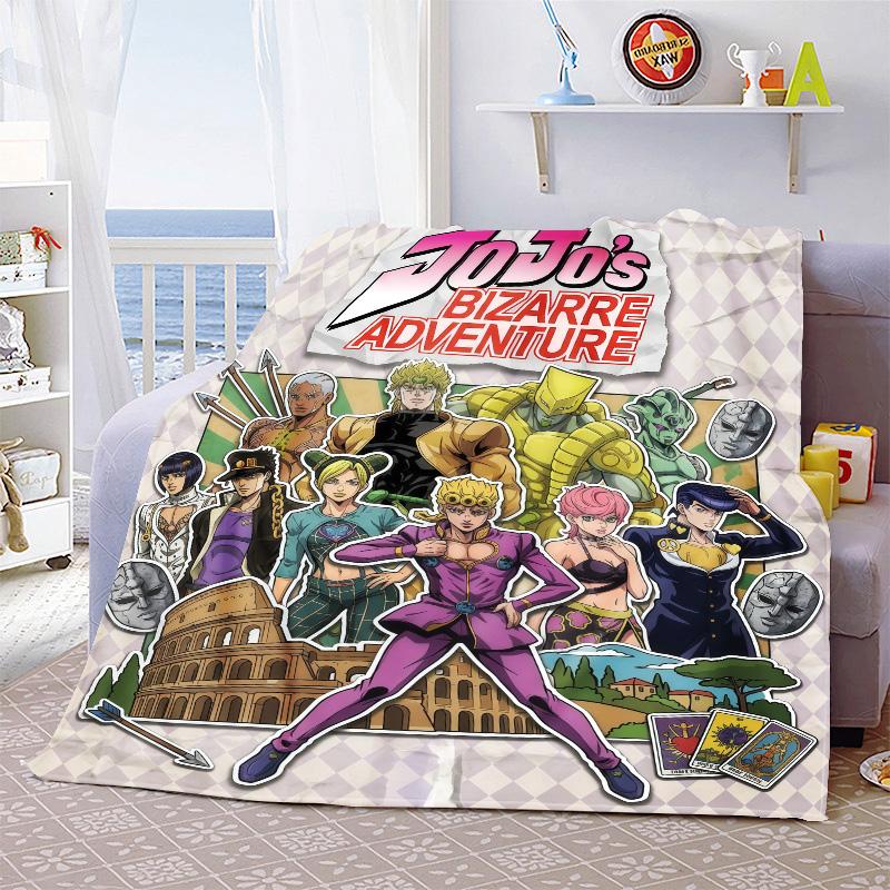 JoJo Bizarre Adventure Flannel Blanket Soft Warm Throw Lightweight Cozy Blanket for Sofa Bed Home Decoration -QJY