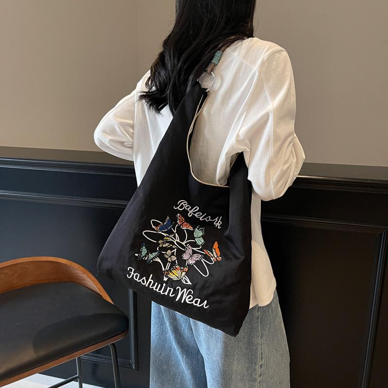 Embroidery Large-capacity New Versatile Personalized Large-capacity Tote Bag Women's Leisure Foreign Style To Work Commuting Shoulder Bag