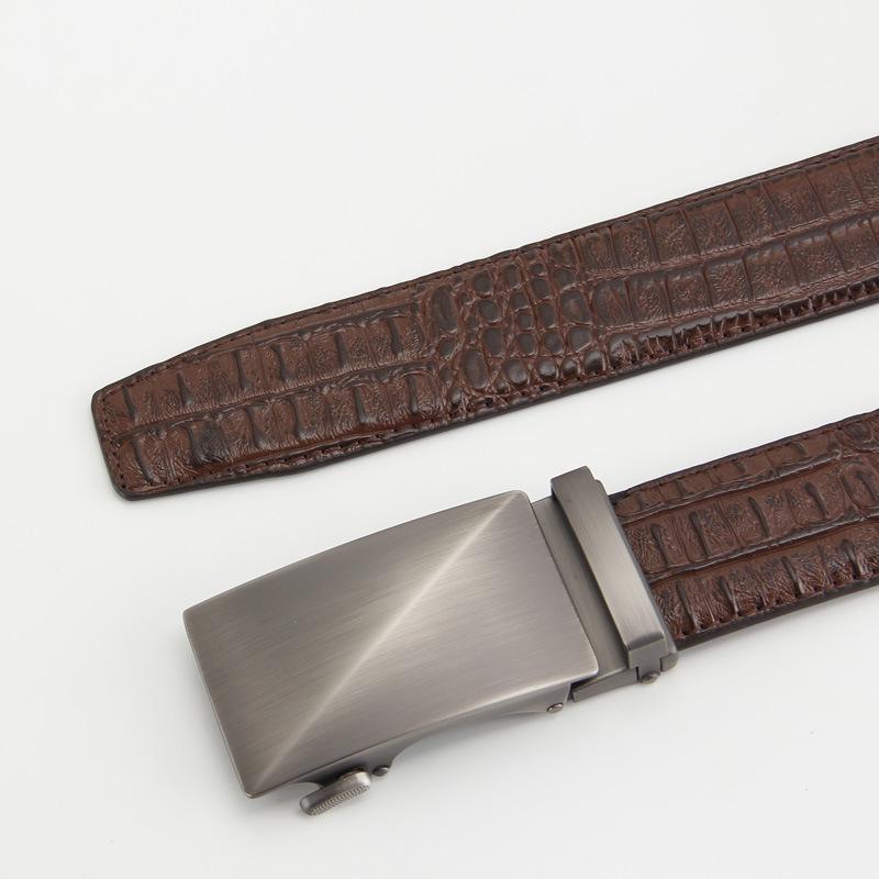 

Новые буквы для мужского ремня из натуральной двухслойной кожи с открытым краем и автоматической пряжкой, имитация стали, деловой повседневный мужской ремень 110-130CM