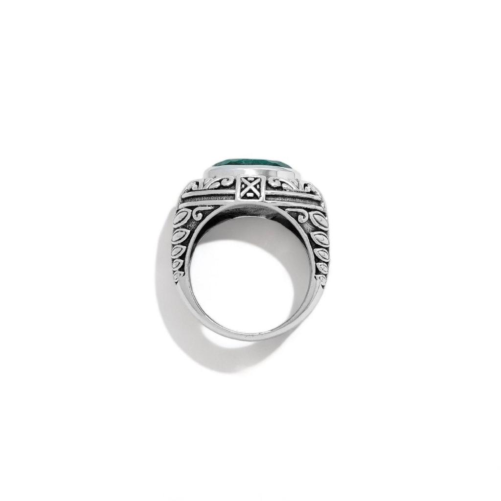 925 Solid Silver Ring, Vintage Inspire Ring, Green Corundum Gemstone, Gift for Mom