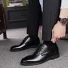 Fashion Cowhide Platform Brogue Shoes for Men Designer Soft-soled Business Male Dress Shoe Fashion Pointed-toe Men's Wedding Shoes