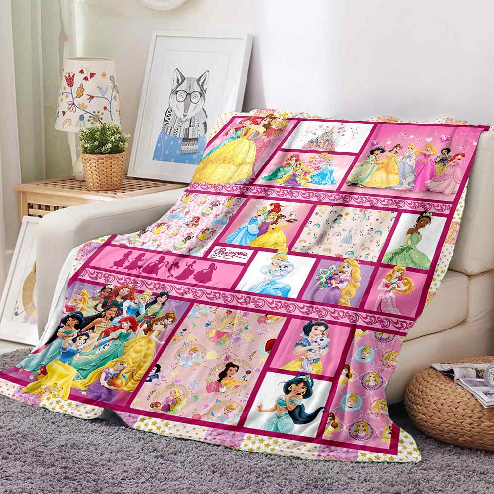 1Pc Princesses Pink Frames Blanket Soft And Comfortable Casual Warm Camping Travel Christmas Halloween Xmas Gift M928440