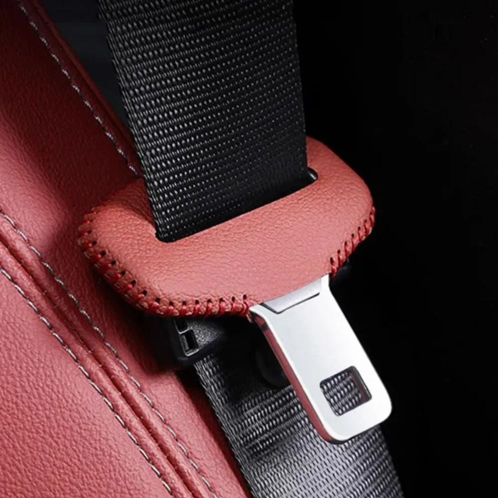 1PCS Universal Car Seat Belt Buckle Cover Protector Anti-collision Case PU Leather Protection Wear Car Interior Accessories
