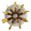 Stainless Steel Gold Cheese Knife with Acacia Wood Handle, Fork, and Spatula Utensils Set